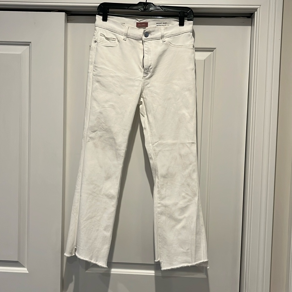 DL 1961 Bridget Boot Instasculpt White Raw Hem Jeans